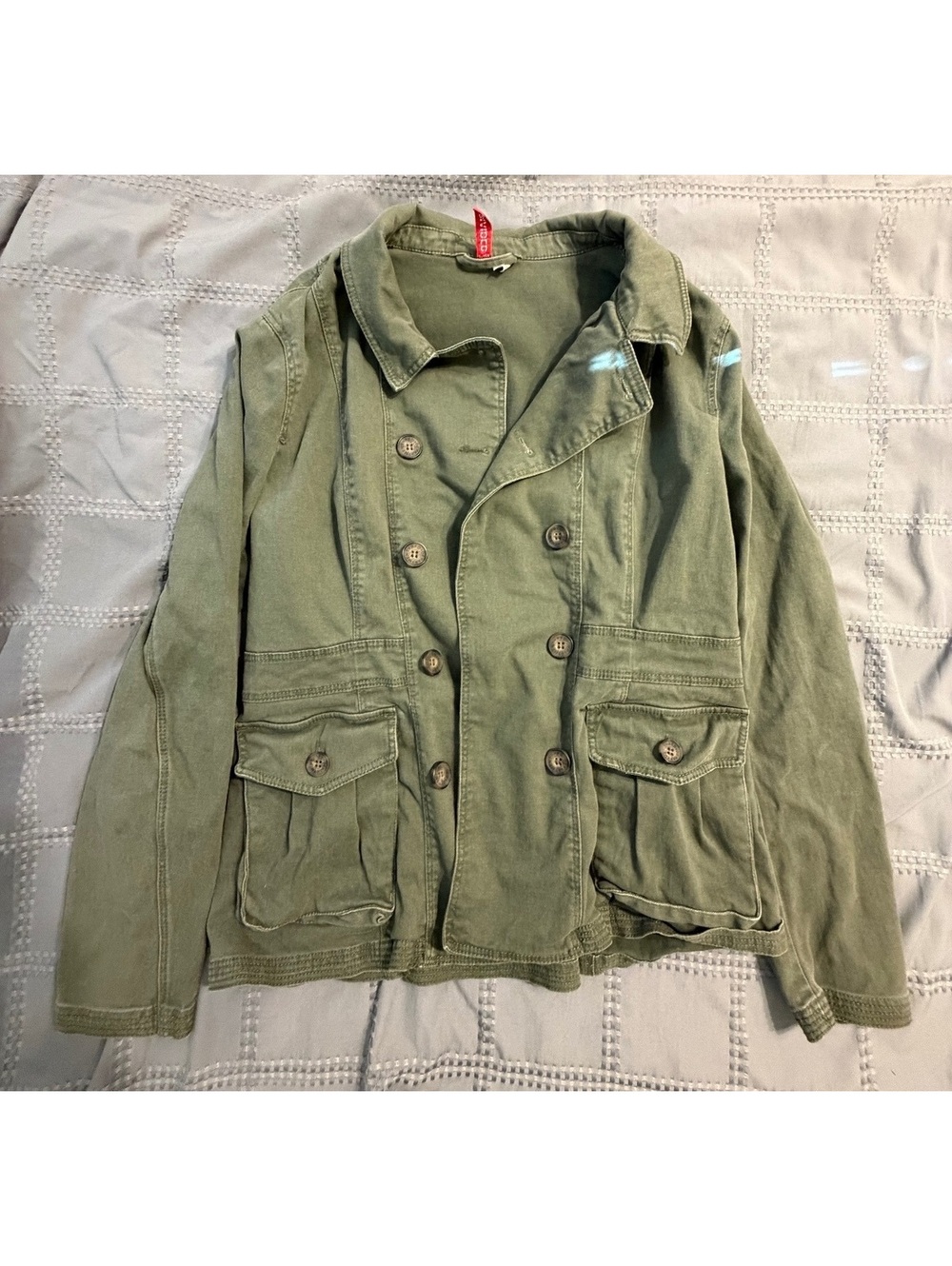 Divided Women's Green Cotton Blend Military Style Jacket Size 12